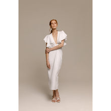 Load image into Gallery viewer, Peacock Bolero with Frill, Blush Pencil Skirt