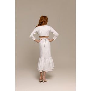 Blush Bolero Long Sleeve, Classic High Waisted Skirt